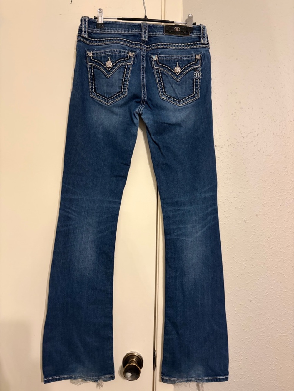 Miss Me Women's Blue Flare Jeans with Contrast Stitching - Picture 2 of 7